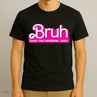 Bruh Charge Your Chromebook Thanks Pink Funny Teacher School T-Shirt thumb 3