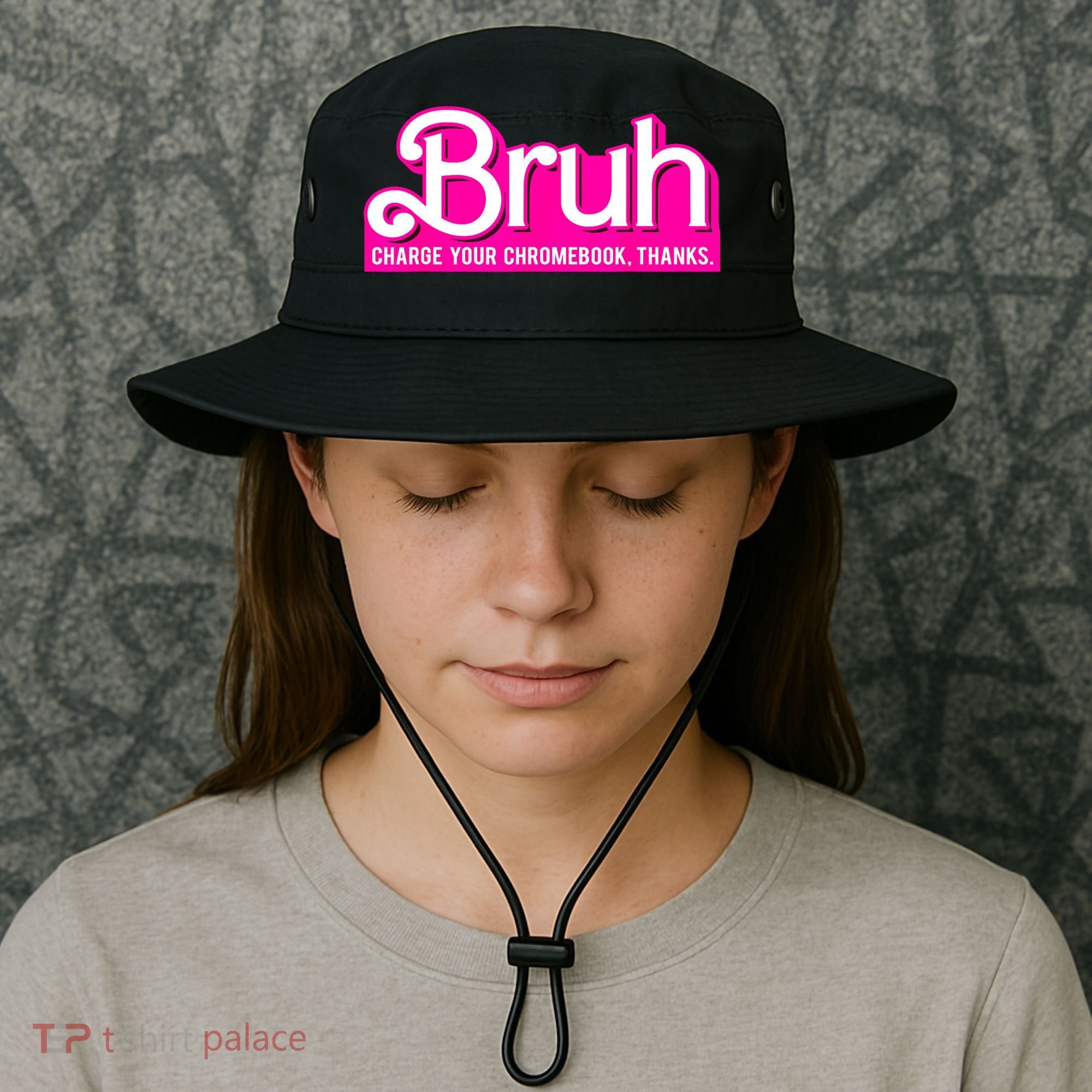 Bruh Charge Your Chromebook Thanks Pink Funny Teacher School Bucket Hat