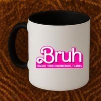 Bruh Charge Your Chromebook Thanks Pink Funny Teacher School Coffee Mug thumb 2