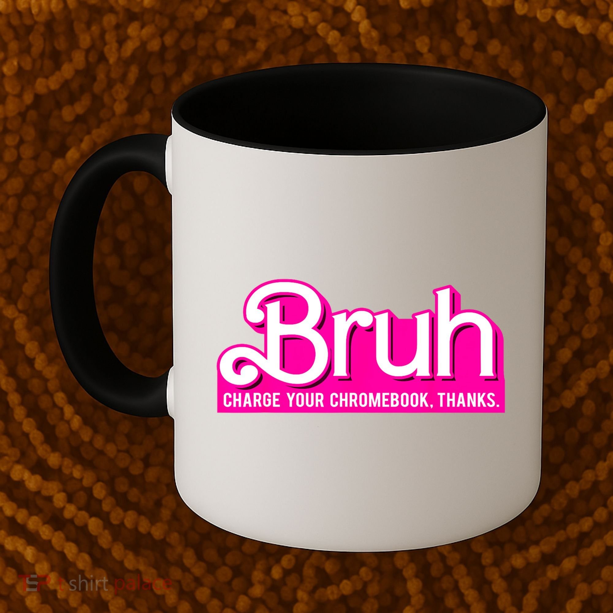 Bruh Charge Your Chromebook Thanks Pink Funny Teacher School Coffee Mug