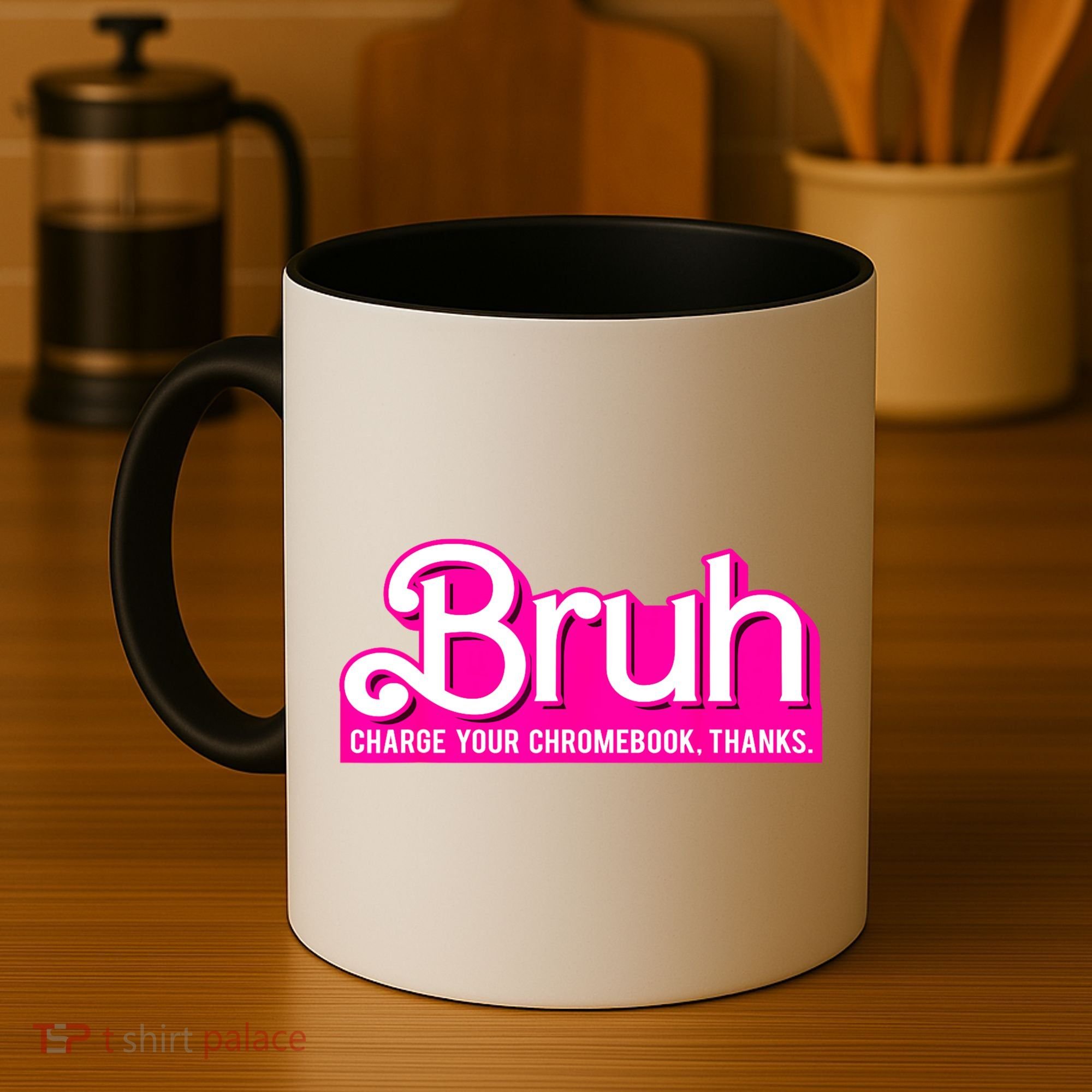 Bruh Charge Your Chromebook Thanks Pink Funny Teacher School Coffee Mug