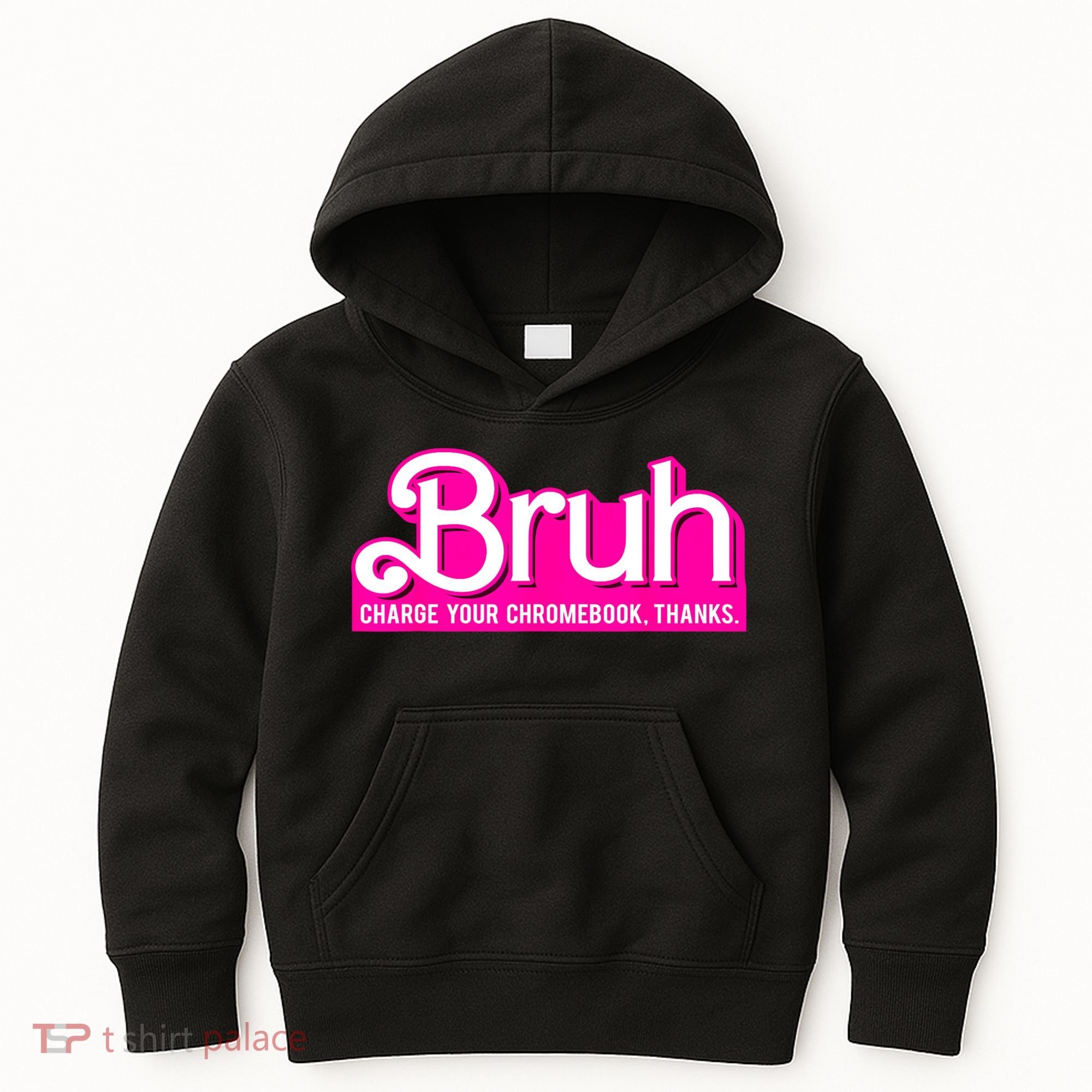 Bruh Charge Your Chromebook Thanks Pink Funny Teacher School Kids Hoodie