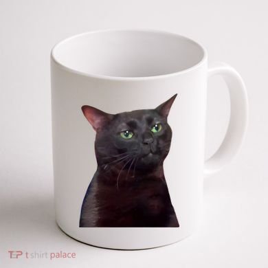 Black Cat Zoning Out Coffee Mug back