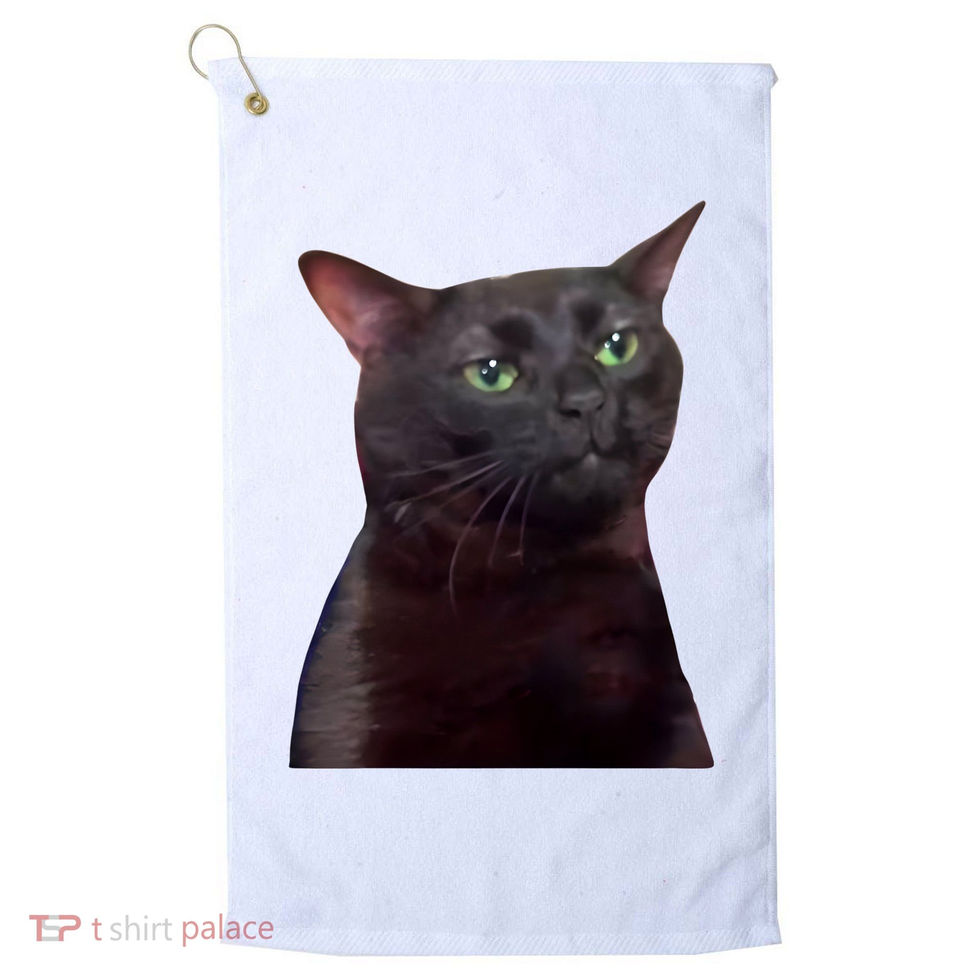 Black Cat Zoning Out Golf Towel