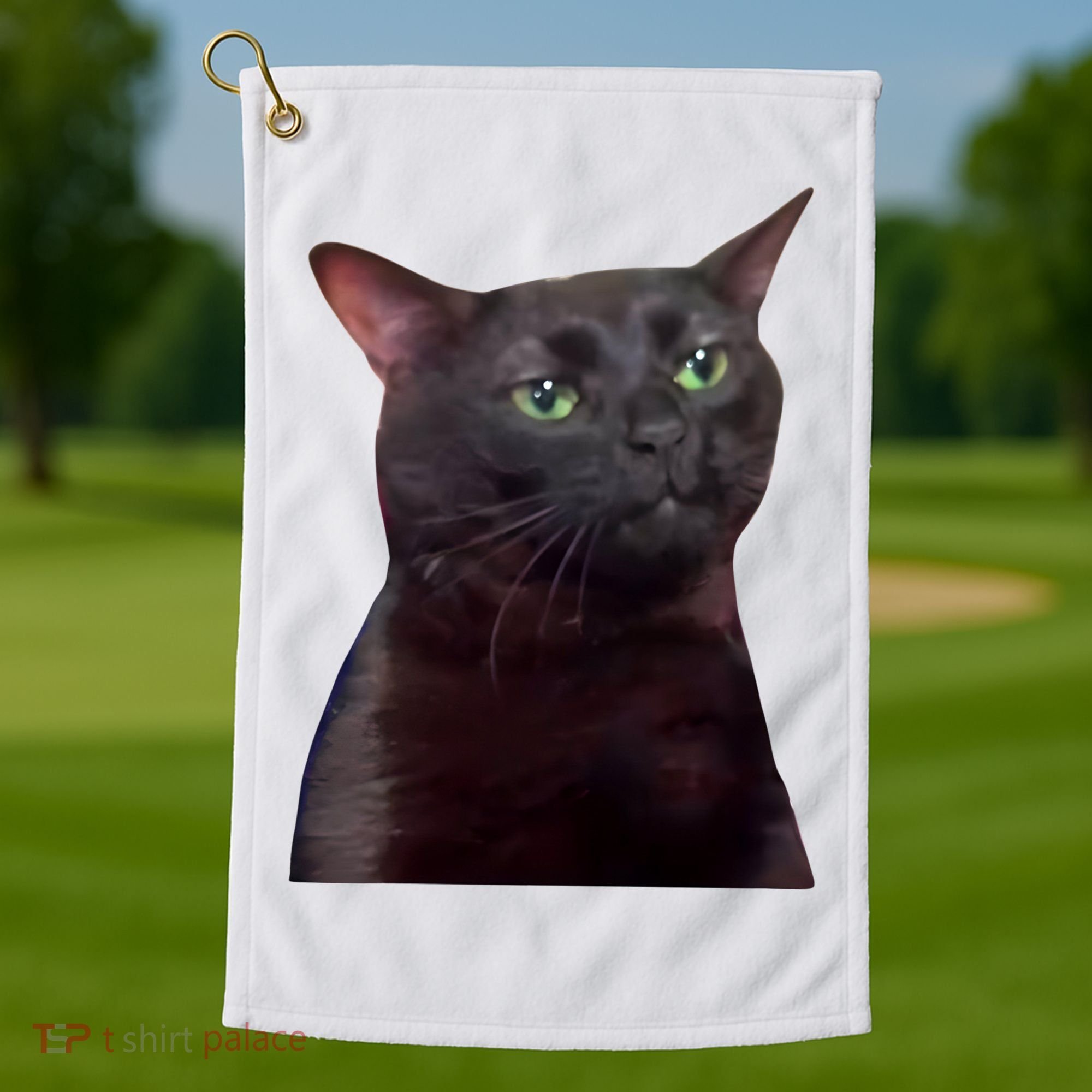 Black Cat Zoning Out Golf Towel