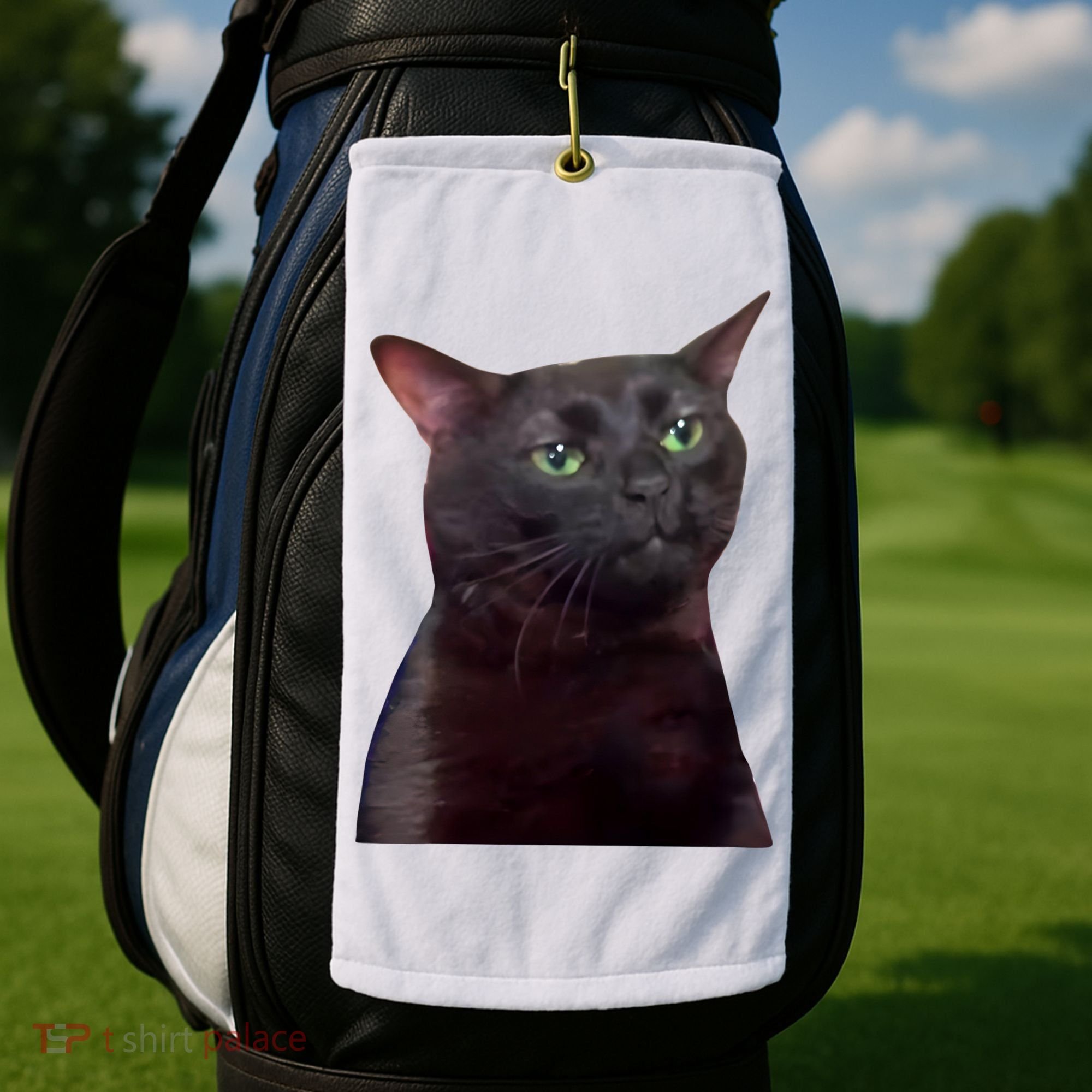 Black Cat Zoning Out Golf Towel