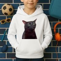Black Cat Zoning Out Kids Hoodie thumb 2