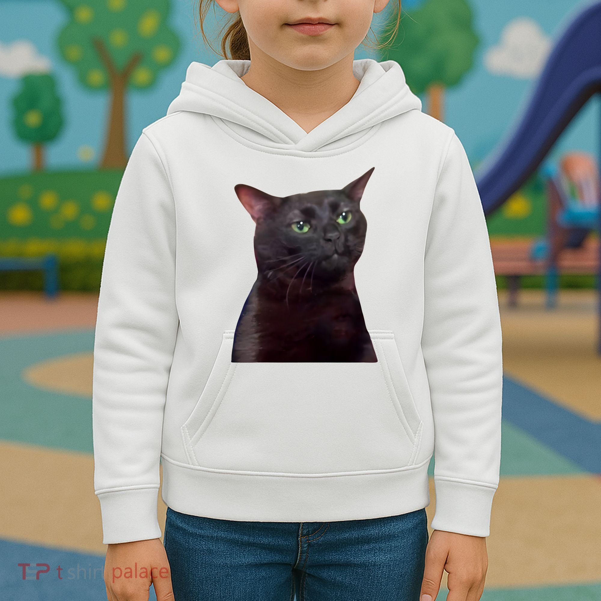 Black Cat Zoning Out Kids Hoodie