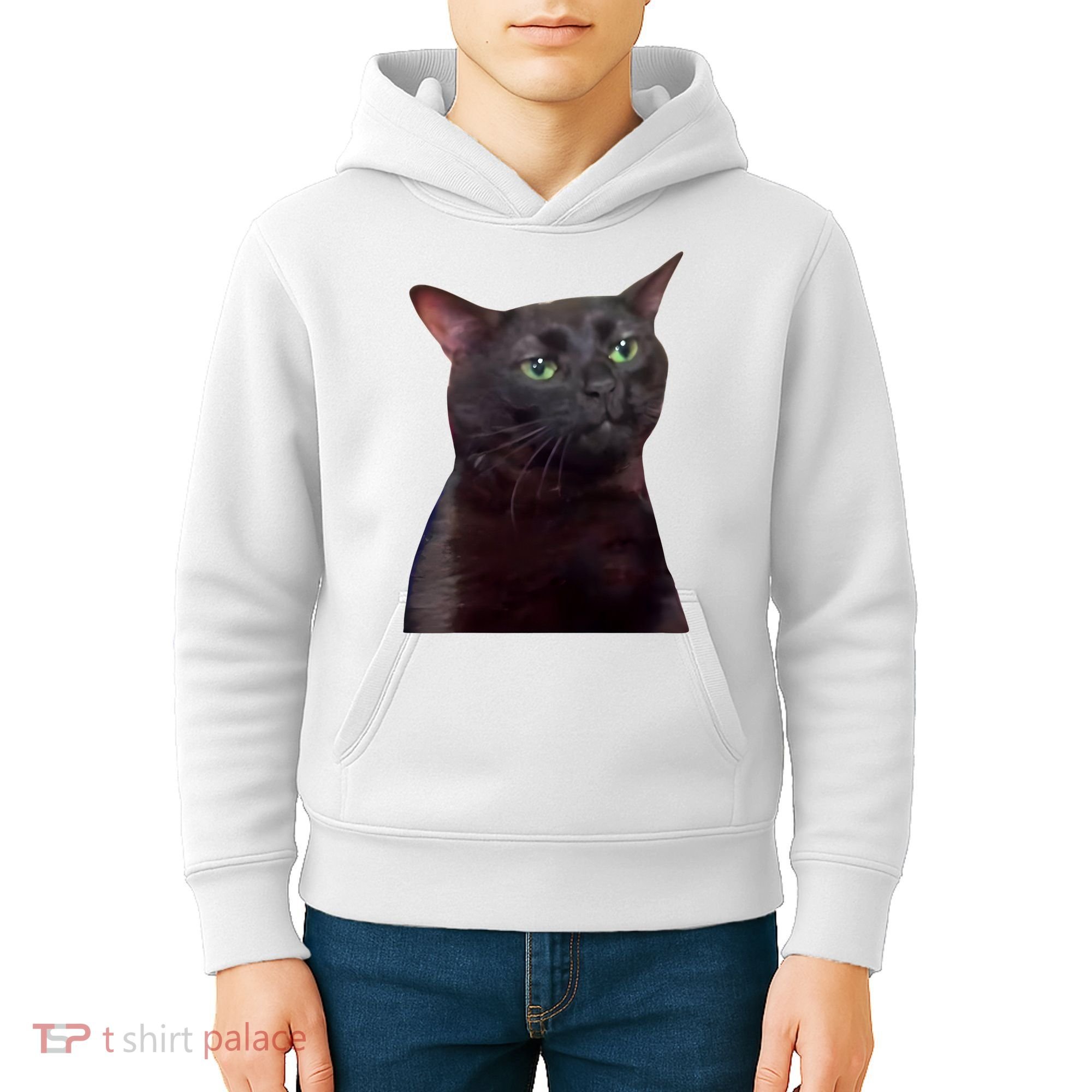 Black Cat Zoning Out Kids Hoodie