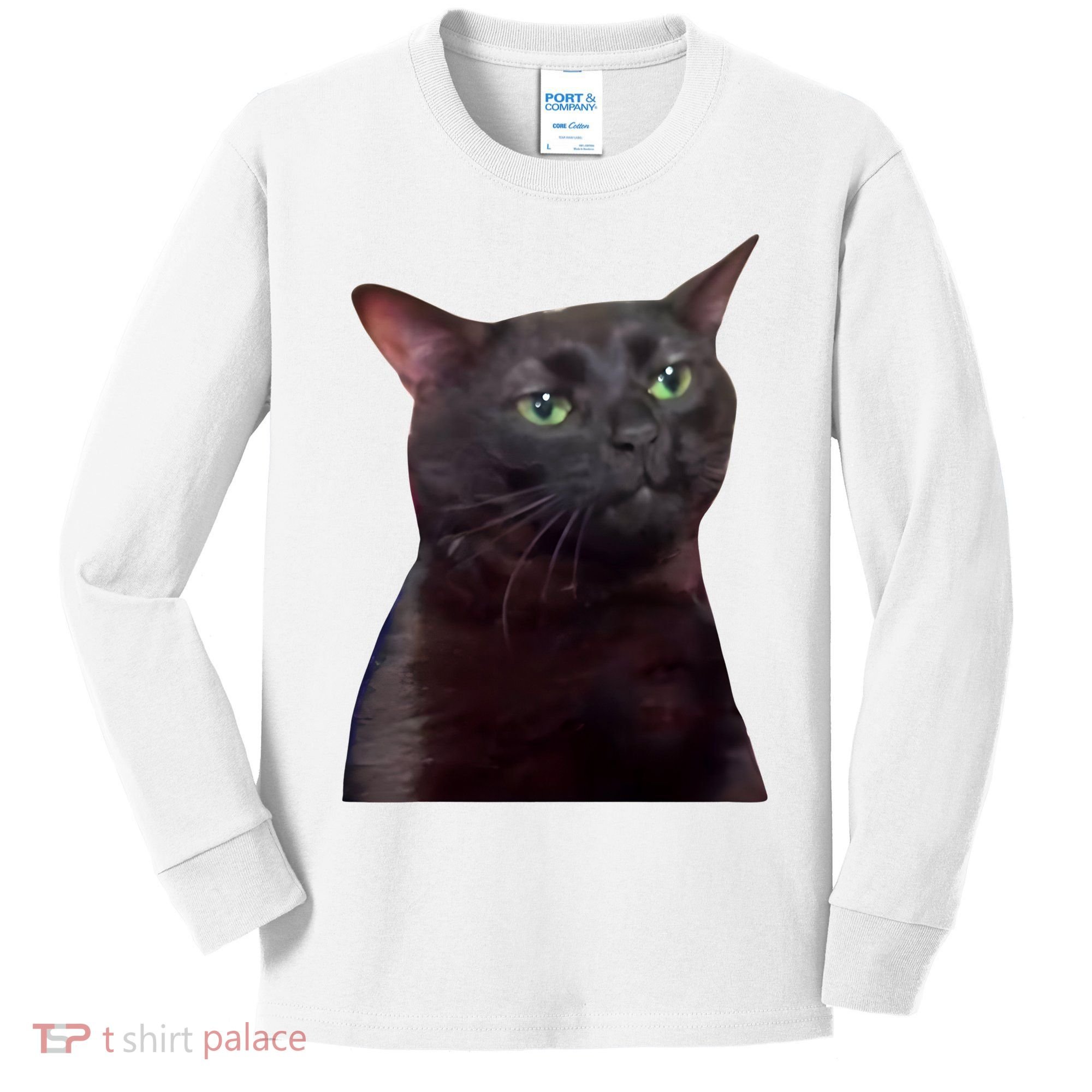 Black Cat Zoning Out Kids Long Sleeve Shirt