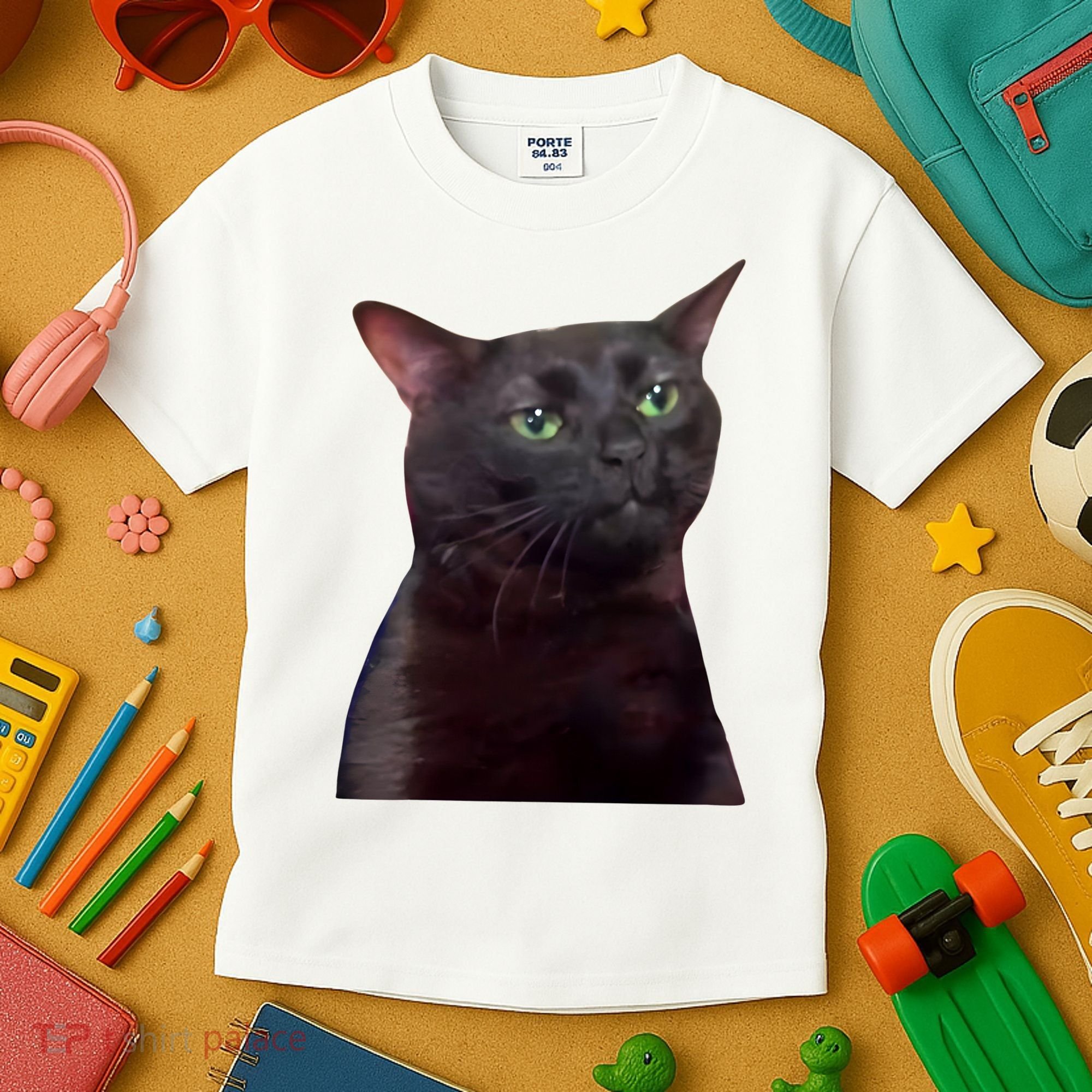 Black Cat Zoning Out Kids T-Shirt