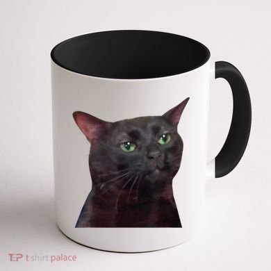 Black Cat Zoning Out Coffee Mug back