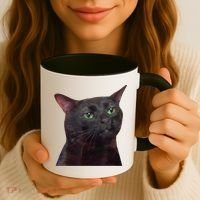 Black Cat Zoning Out Coffee Mug thumb 3