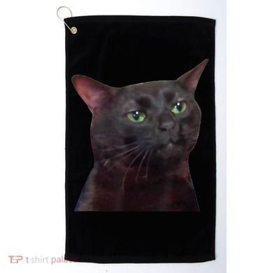 Black Cat Zoning Out Golf Towel