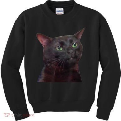Black Cat Zoning Out Kids Sweatshirt