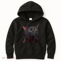 Black Cat Zoning Out Kids Hoodie thumb 0