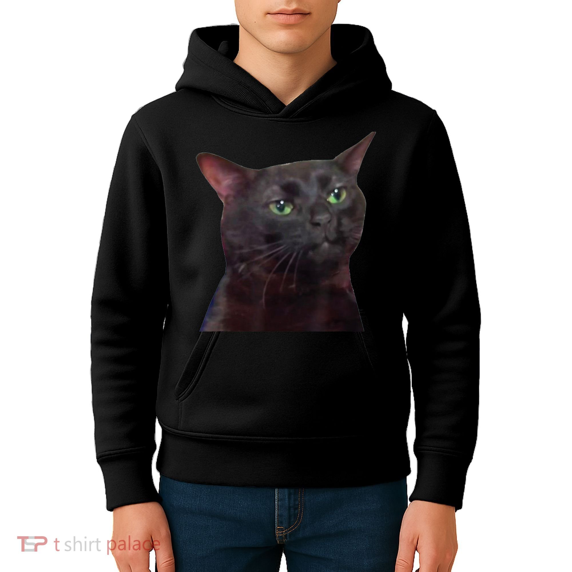 Black Cat Zoning Out Kids Hoodie