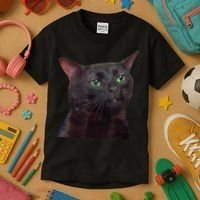 Black Cat Zoning Out Kids T-Shirt thumb 3
