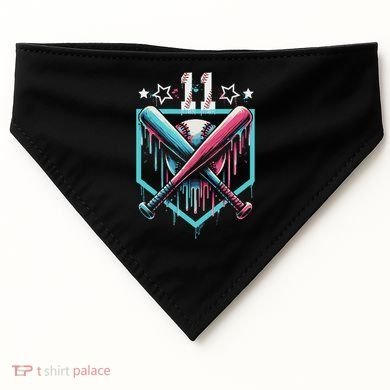 Baseball Drip 11th Birthday Number 11 11 Year Old USA-Made Doggie Bandana