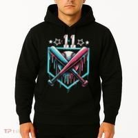 Baseball Drip 11th Birthday Number 11 11 Year Old Hoodie thumb 2