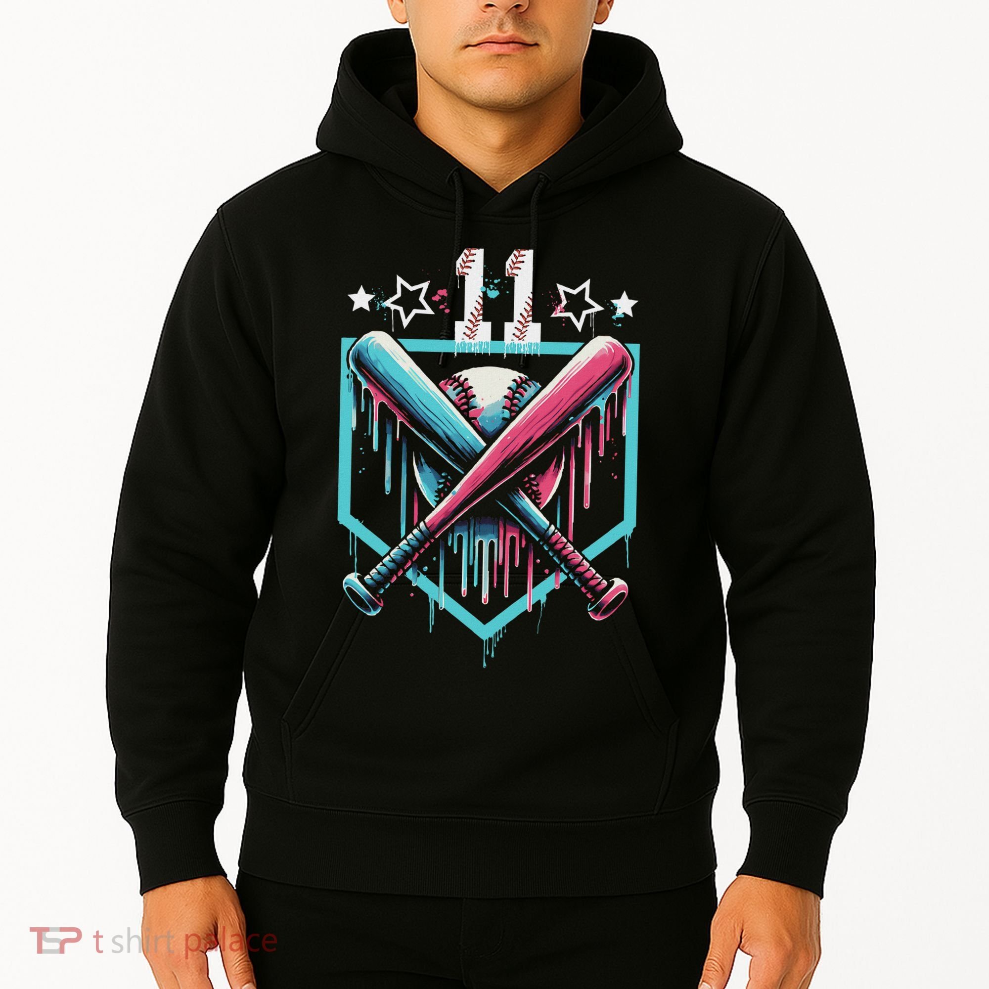 Baseball Drip 11th Birthday Number 11 11 Year Old Hoodie
