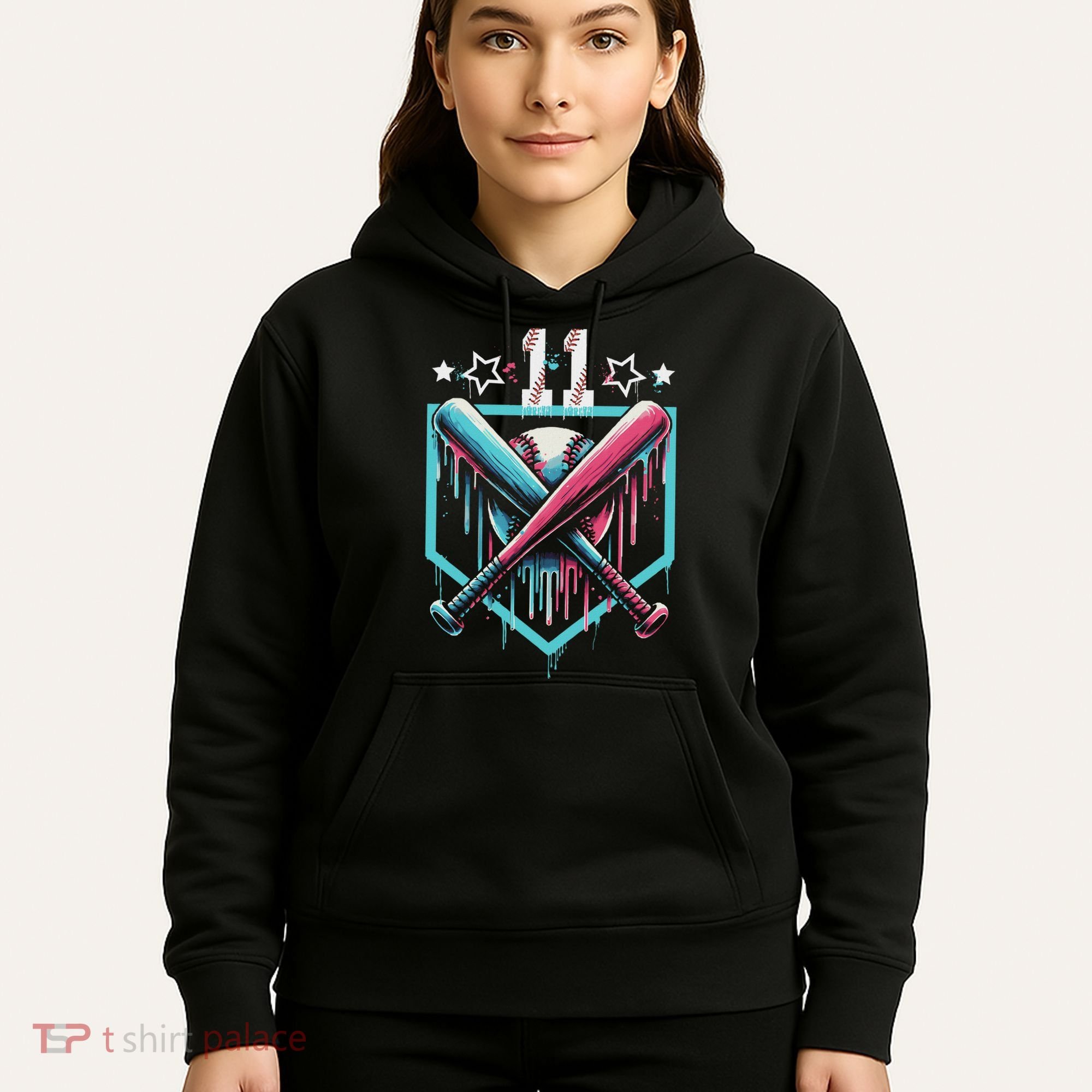 Baseball Drip 11th Birthday Number 11 11 Year Old Hoodie