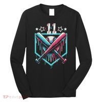 Baseball Drip 11th Birthday Number 11 11 Year Old Long Sleeve Shirt thumb 0
