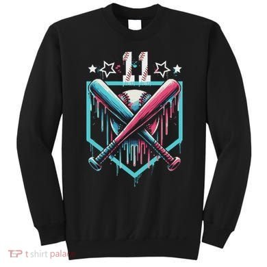 Baseball Drip 11th Birthday Number 11 11 Year Old Sweatshirt