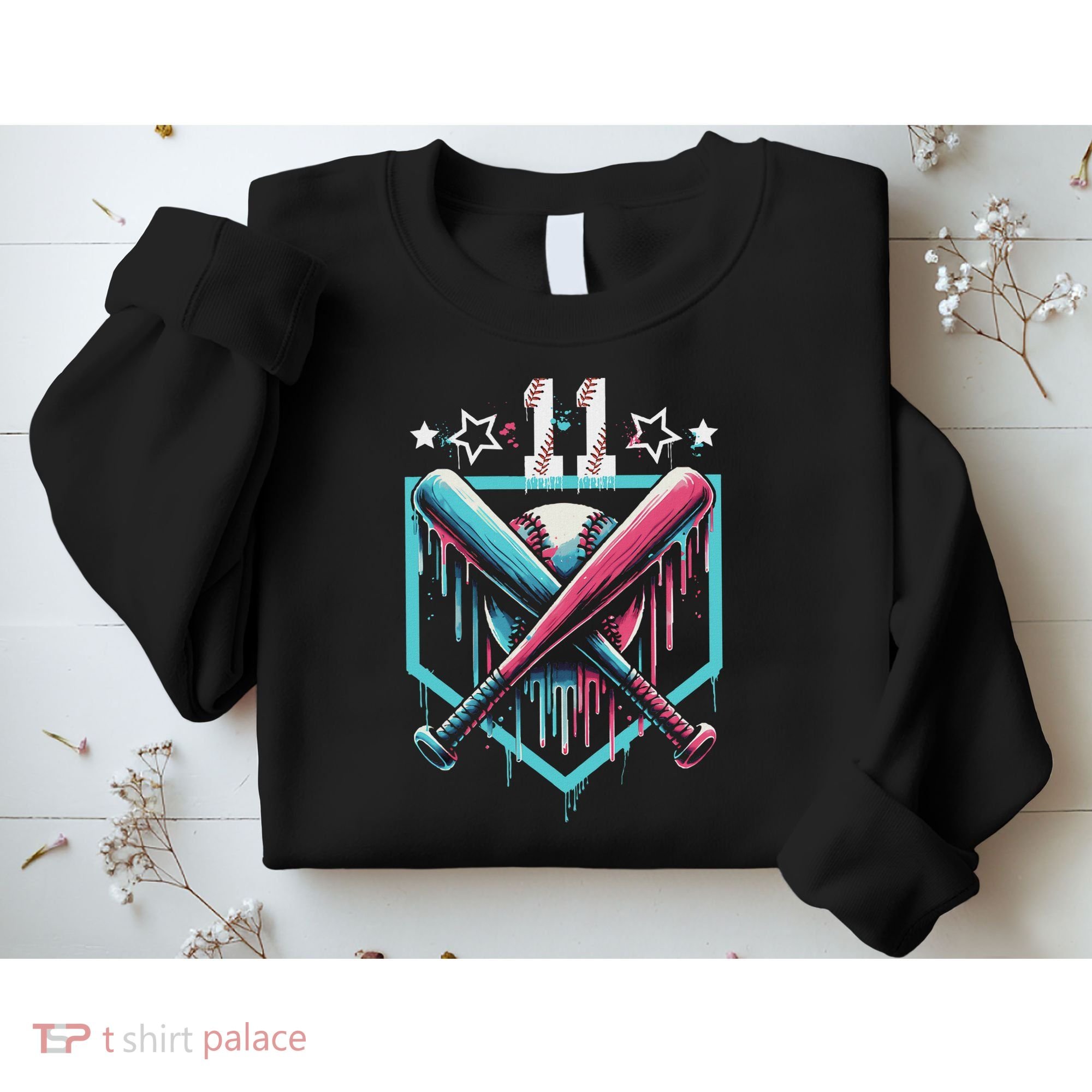 Baseball Drip 11th Birthday Number 11 11 Year Old Sweatshirt
