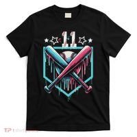 Baseball Drip 11th Birthday Number 11 11 Year Old T-Shirt thumb 0