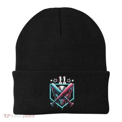 Baseball Drip 11th Birthday Number 11 11 Year Old Beanie