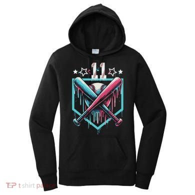 Baseball Drip 11th Birthday Number 11 11 Year Old Women's Hoodie
