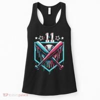 Baseball Drip 11th Birthday Number 11 11 Year Old Women's Tank Top thumb 0