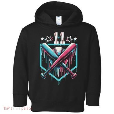 Baseball Drip 11th Birthday Number 11 11 Year Old Toddler Hoodie