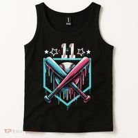 Baseball Drip 11th Birthday Number 11 11 Year Old Tank Top thumb 2