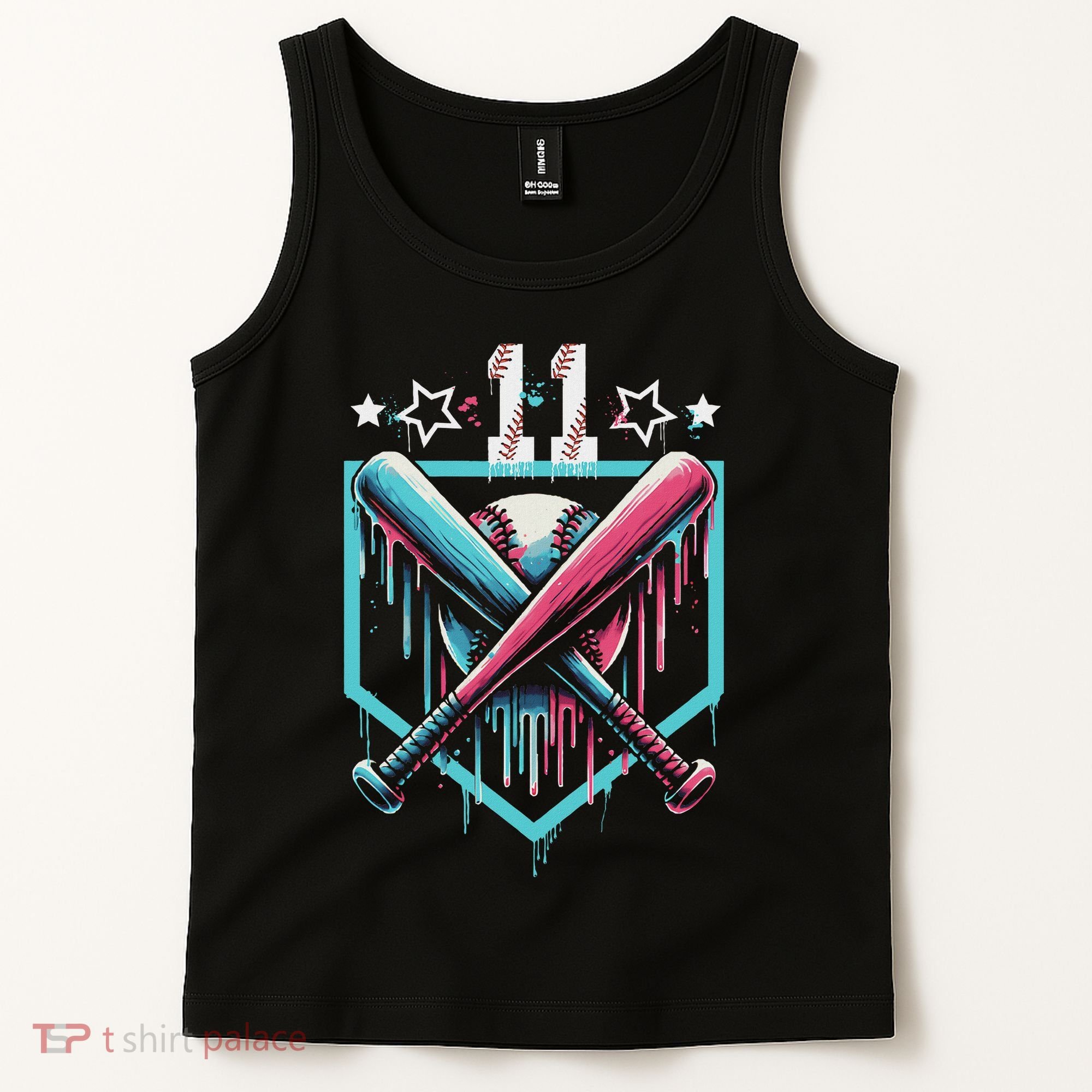 Baseball Drip 11th Birthday Number 11 11 Year Old Tank Top