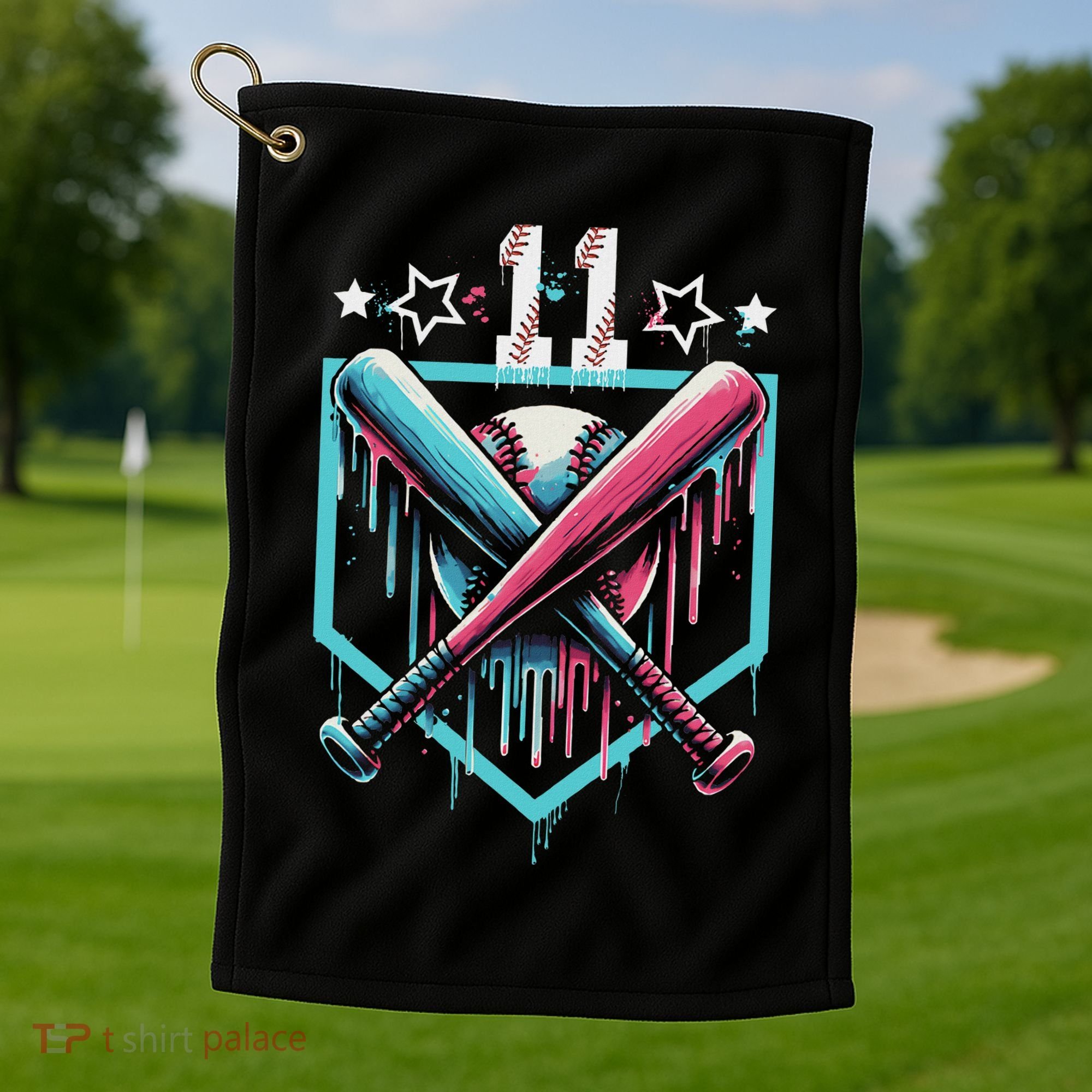Baseball Drip 11th Birthday Number 11 11 Year Old Golf Towel