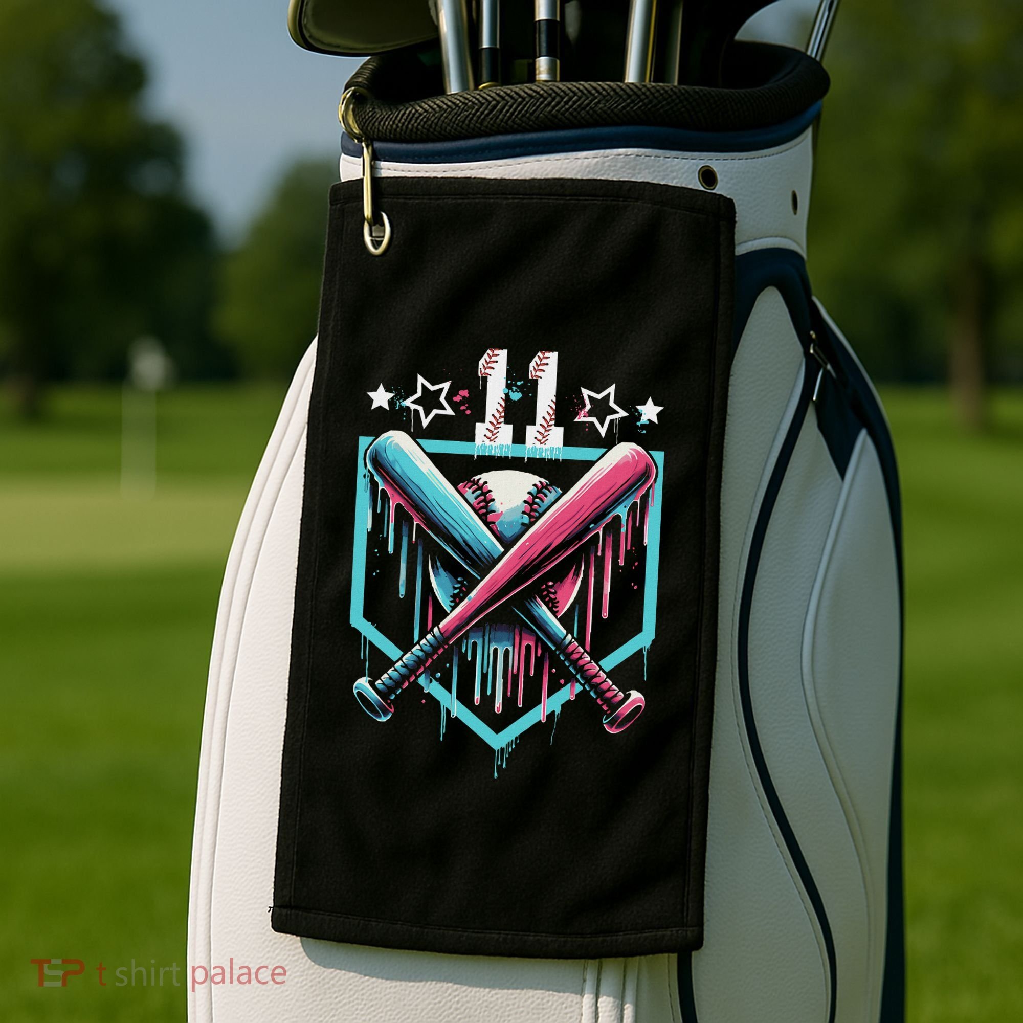 Baseball Drip 11th Birthday Number 11 11 Year Old Golf Towel