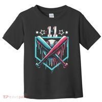 Baseball Drip 11th Birthday Number 11 11 Year Old Toddler T-Shirt thumb 0