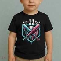 Baseball Drip 11th Birthday Number 11 11 Year Old Toddler T-Shirt thumb 2