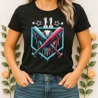 Baseball Drip 11th Birthday Number 11 11 Year Old Women's T-Shirt thumb 2