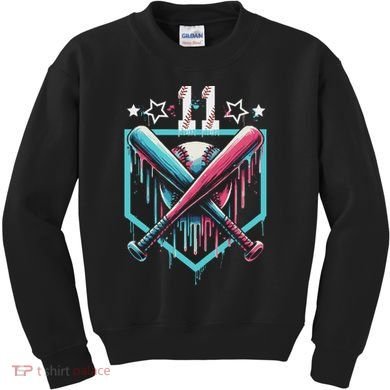 Baseball Drip 11th Birthday Number 11 11 Year Old Kids Sweatshirt