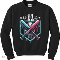 Baseball Drip 11th Birthday Number 11 11 Year Old Kids Sweatshirt thumb 0