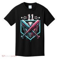 Baseball Drip 11th Birthday Number 11 11 Year Old Kids T-Shirt thumb 0
