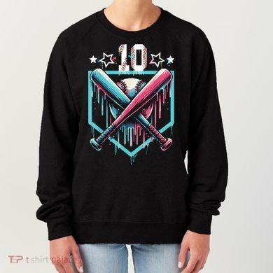 Baseball Drip 10th Birthday Boy Number 10 10 Year Old  Women's Sweatshirt