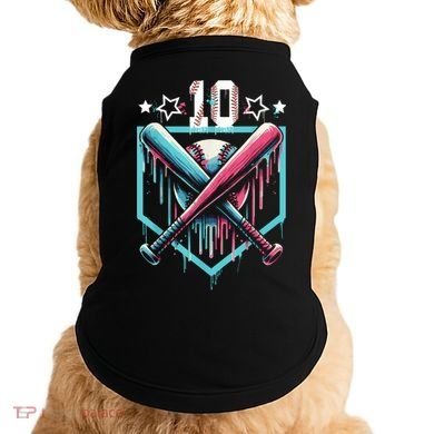 Baseball Drip 10th Birthday Boy Number 10 10 Year Old  Doggie Tank