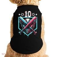 Baseball Drip 10th Birthday Boy Number 10 10 Year Old  Doggie Tank thumb 0