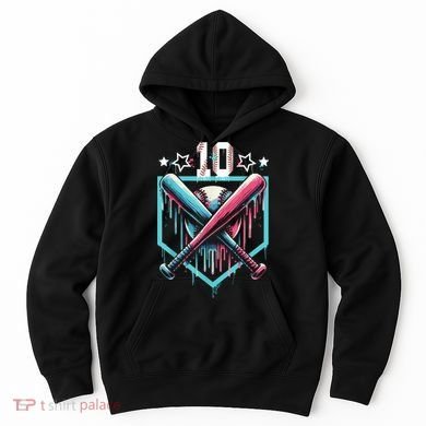 Baseball Drip 10th Birthday Boy Number 10 10 Year Old  Hoodie