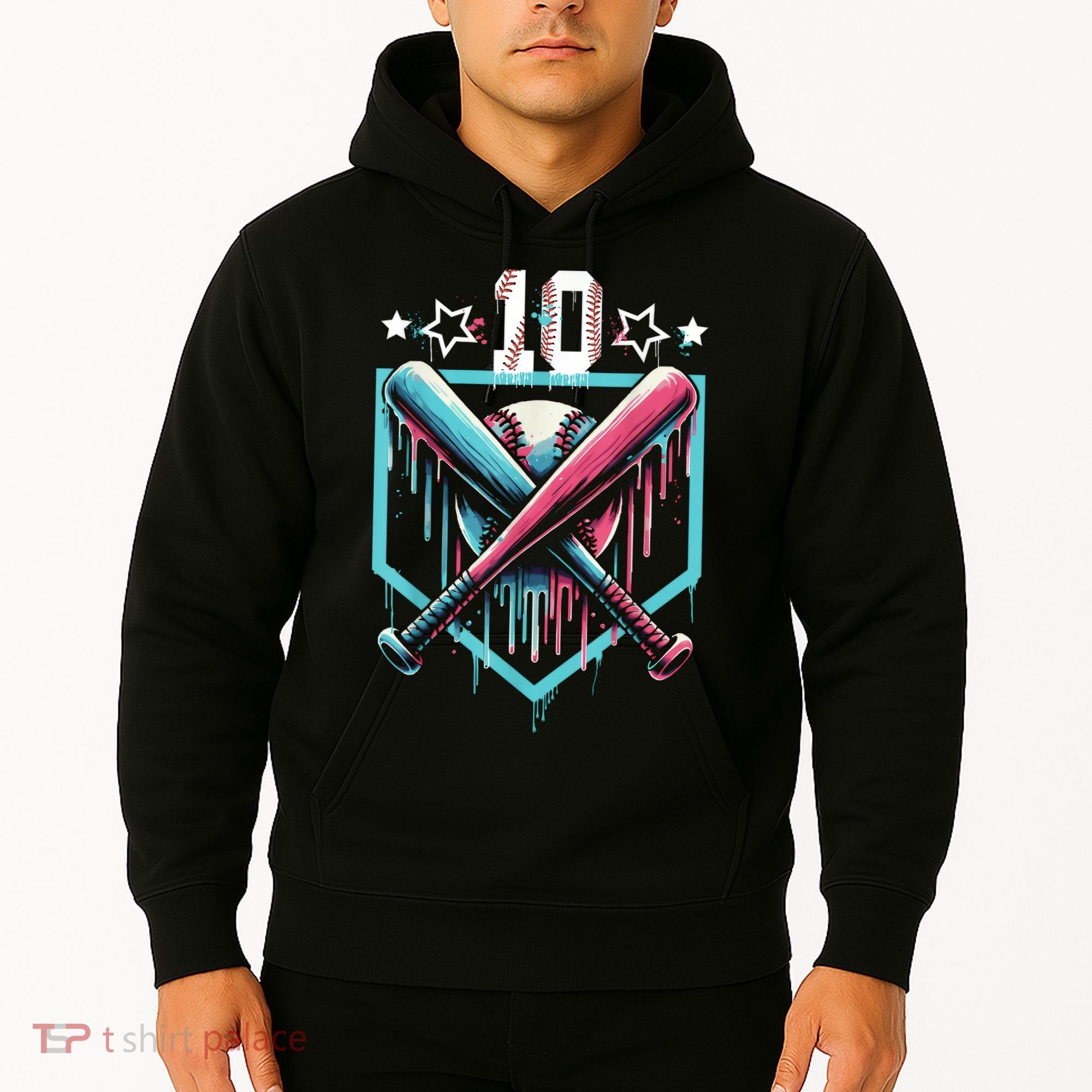 Baseball Drip 10th Birthday Boy Number 10 10 Year Old  Hoodie