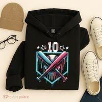 Baseball Drip 10th Birthday Boy Number 10 10 Year Old  Hoodie thumb 4